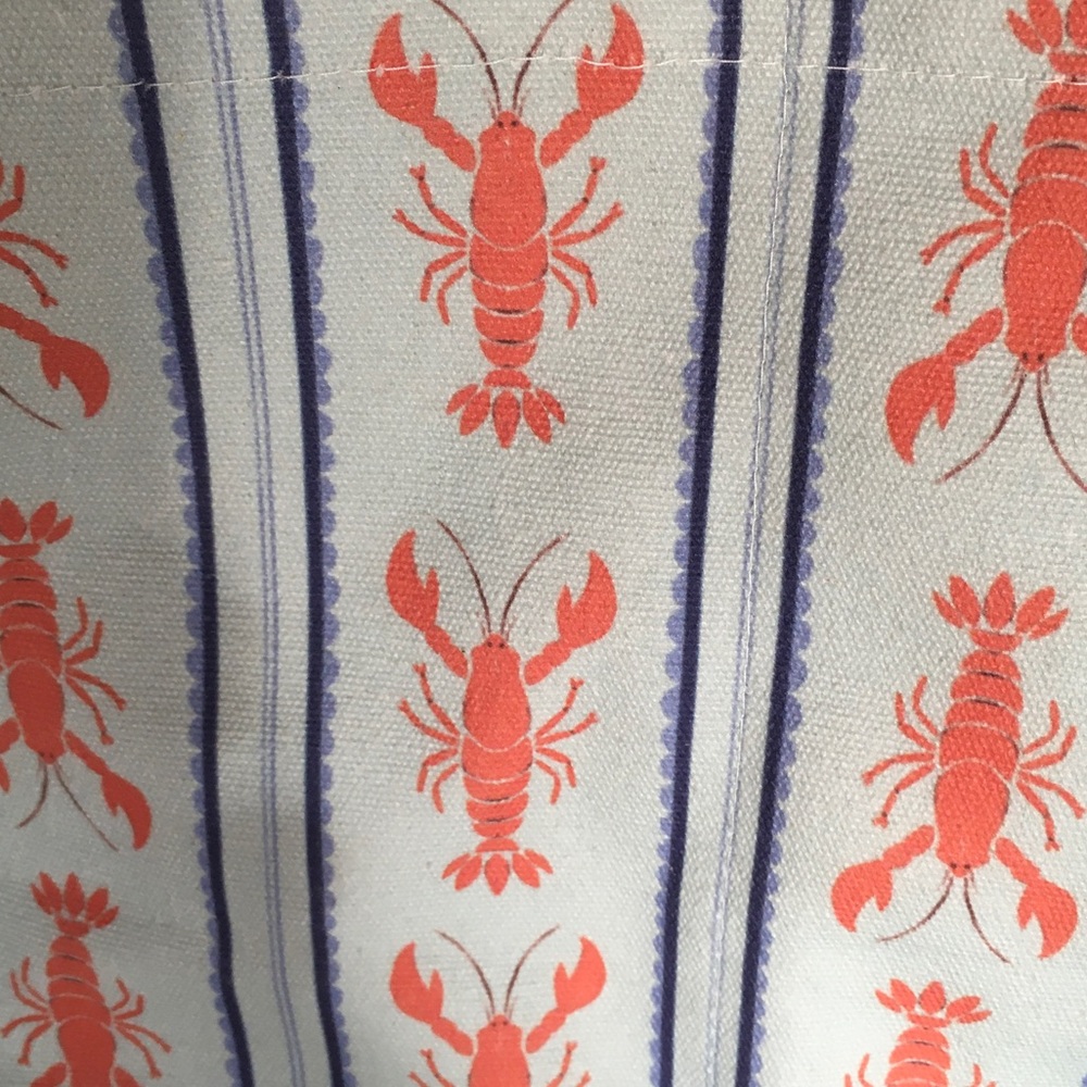 NEW Large Light Blue & Coral Lobster Print Tote Bag - Picture 3 of 4